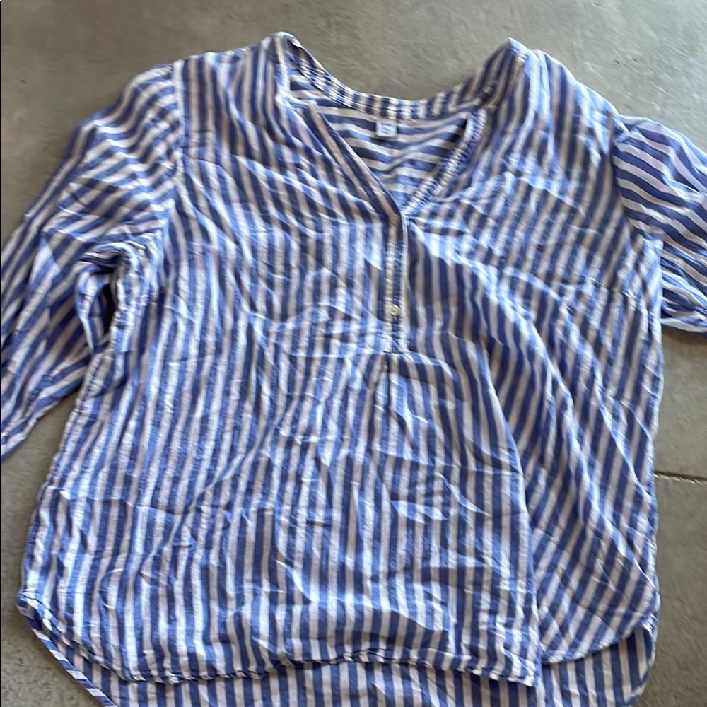 Old Navy Blue and White Striped Blouse